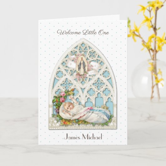  Religieuze Nieuwe Baby Maagd Mary Card Kaart (Gele Bloem)