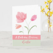 Religieuze non verjaardag zegen roze bloemen kaart (Gele Bloem)