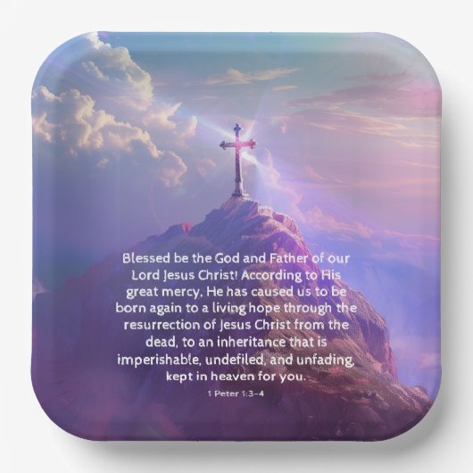 Religieuze Opstandingsdag Cross Party Papieren Bordje (Voorkant)