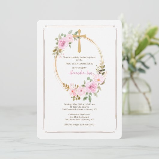 Religieuze ovale uitnodiging (Staand voorkant)