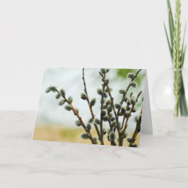 Religieuze Paas Kaart met Poesje Willow Branches