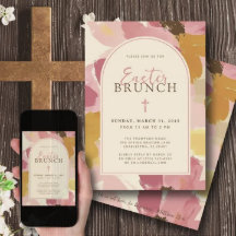 Religieuze Paasbrunch Moderne Roze Bloemen
