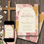 Religieuze Paasbrunch Moderne Roze Bloemen Kaart