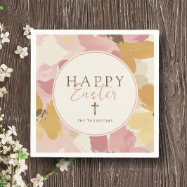 Religieuze Paasbrunch Moderne Roze Bloemen Servet