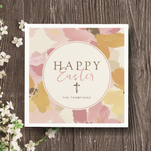 Religieuze Paasbrunch Moderne Roze Bloemen Servet