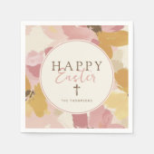 Religieuze Paasbrunch Moderne Roze Bloemen Servet (Voorkant)