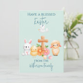 Religieuze paasdieren feestdagenkaart (Staand voorkant)