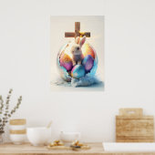 Religieuze Paashaas Cross Wall Art Poster (Keuken)