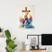 Religieuze Paashaas Cross Wall Art Poster (Thuiskantoor)