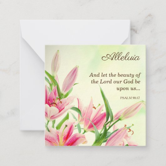 Religieuze paaskaarten - zintuigen Alleluia Notitiekaartje (Voorkant)