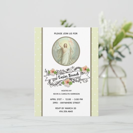 Religieuze paasmakerij Pascha Brunch Dinner Kaart (Staand voorkant)