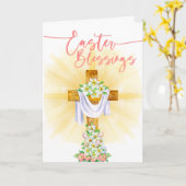 Religieuze Paaszegeningen Bloemenkruis Kaart (Gele Bloem)