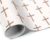 Religieuze Palm Cross in Elegant Patroon, Wit Cadeaupapier (Rol Hoek)