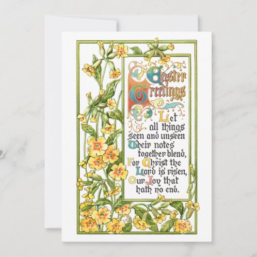   Religieuze Pasen Hymn en Primroses Feestdagenkaart (Voorkant)