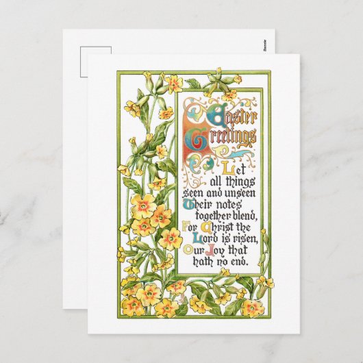 Religieuze Pasen Hymn en Primroses Feestdagenkaart (Voorkant / Achterkant)