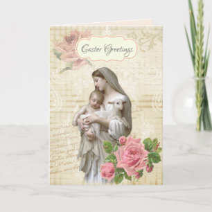 Religieuze  Pasen Mary Jesus Floral Kaart