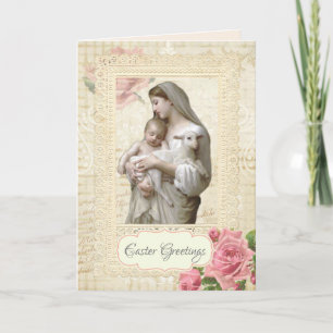 Religieuze  Pasen Mary Jesus Floral Kaart