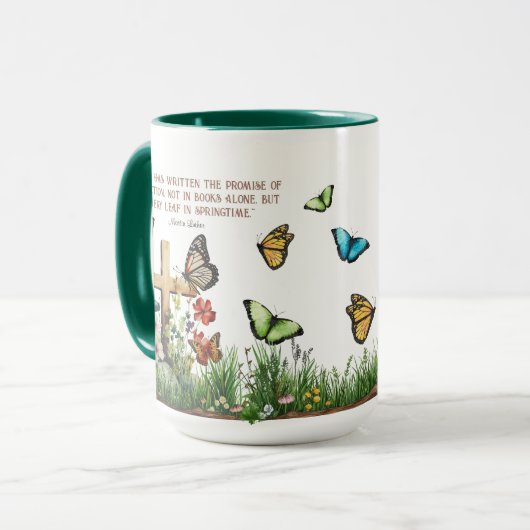 Religieuze Pasen Opstanding Lente citaat 15oz Mok (Voorkant links)