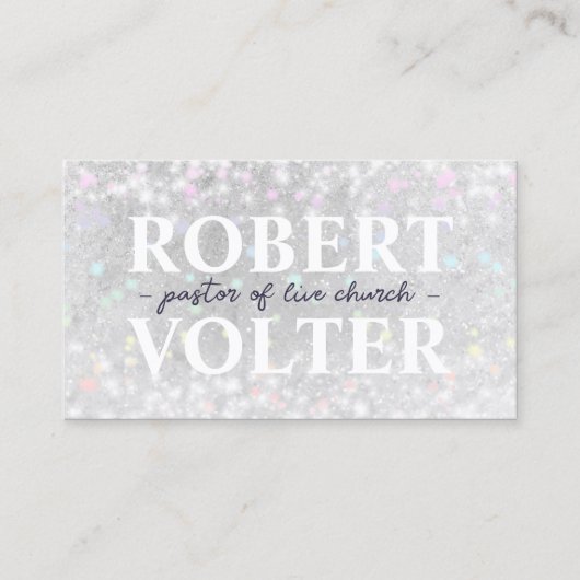 Religieuze pastor Kaart in witte glinsterende snee Visitekaartje (Voorkant)