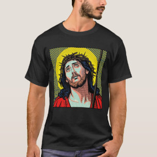 Religieuze Pop Art Doornenkroon Halftone Stripverh T-shirt