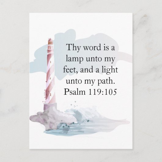 Religieuze Psalm Waterverf Vuurtoren Briefkaart (Voorkant)