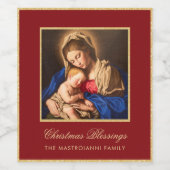 Religieuze Red Gold Madonna en kerstmis Wijn Etiket (Enkel label)
