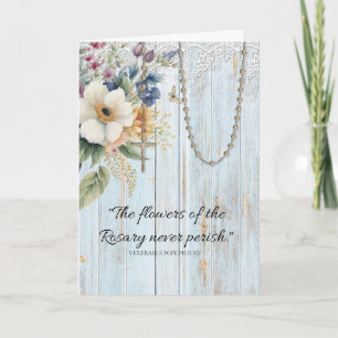 Religieuze Rosary Floral Bouquet Prayer Kaart