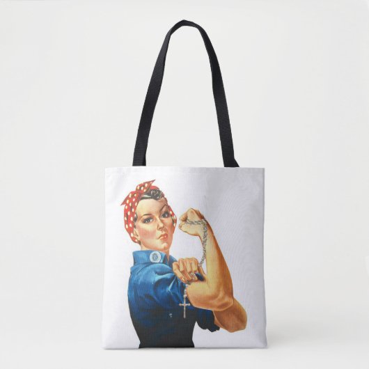 Religieuze Rosie de Riveter katholieke Rosary Tote Bag (Voorkant)