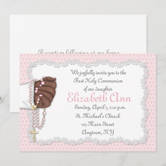 Religieuze roze Rosary Beads Kaart (Voorkant / Achterkant)