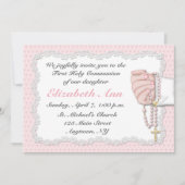 Religieuze Roze Rosary Beads Uitnodiging (Voorkant)