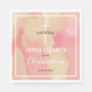 Religieuze Roze Waterverf Meisje Doop Servetten