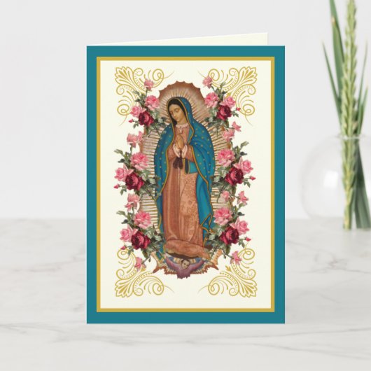 Religieuze Rozen Maagd Guadalupe Spaans Kaart (Voorkant)