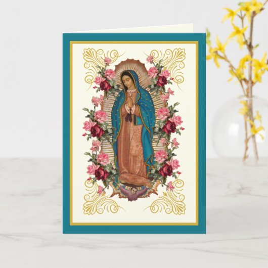 Religieuze Rozen Maagd Guadalupe Spaans  Kaart (Gele Bloem)