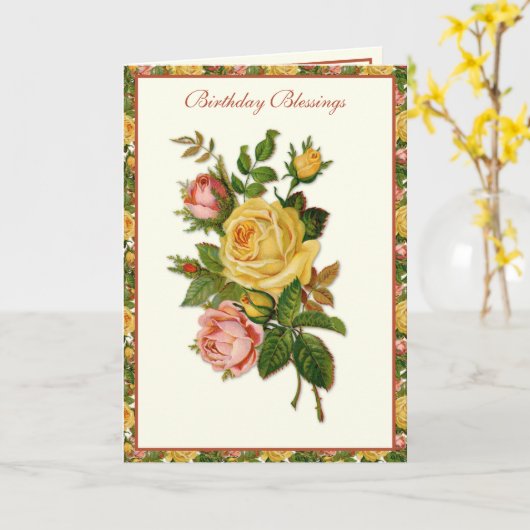 Religieuze Rozen Marian Cross Kaart (Gele Bloem)