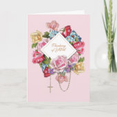 Religieuze  Rozen Rosary Floral katholiek Kaart (Voorkant)