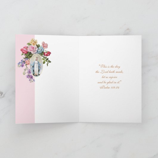 Religieuze  Rozen Rosary Floral katholiek Kaart (Binnen)