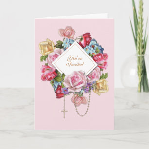 Religieuze  Rozen Rosary Floral katholiek Kaart