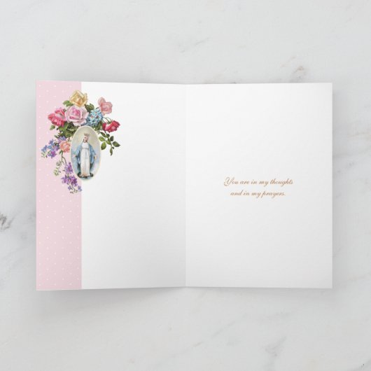 Religieuze  Rozen Rosary Floral katholieke auto Kaart (Binnen)