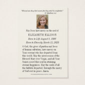 Religieuze rozenkrans Rozen Begrafenis Gebed Visitekaartje (Achterkant)