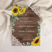 Religieuze Rustige Zonnebloem Lace Barn Wedding Kaart