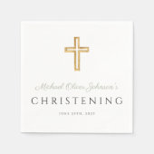 Religieuze Sage Green Wood Cross Christening Servet (Voorkant)