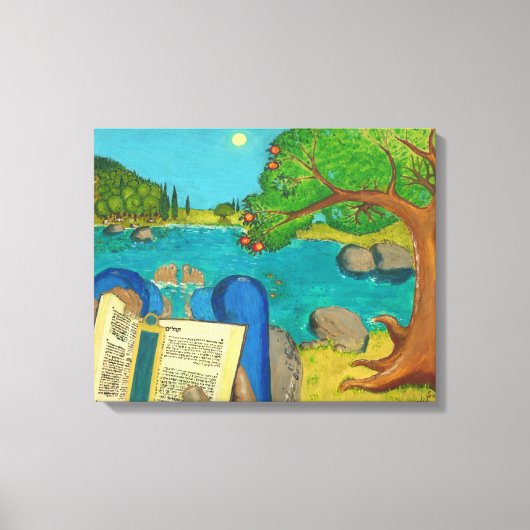 Religieuze schilderijen - Psalm 1 in de Hebreeuwse Canvas Afdruk (Voorkant)