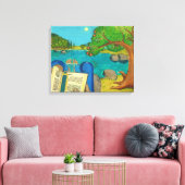 Religieuze schilderijen - Psalm 1 in de Hebreeuwse Canvas Afdruk (Insitu (Woonkamer))