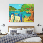 Religieuze schilderijen - Psalm 1 in de Hebreeuwse Canvas Afdruk (Insitu (Slaapkamer))