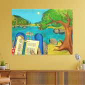 Religieuze schilderijen - Psalm 1 in de Hebreeuwse Canvas Afdruk (Insitu (Woonkamer))