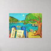 Religieuze schilderijen - Psalm 1 in de Hebreeuwse Canvas Afdruk (Voorkant)