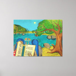 Religieuze schilderijen - Psalm 1 in de Hebreeuwse Canvas Afdruk