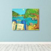 Religieuze schilderijen - Psalm 1 in de Hebreeuwse Canvas Afdruk (Insitu (Houten vloer))