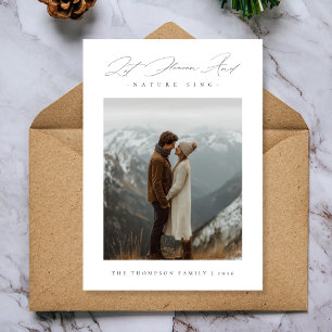 Religieuze Script Laat Hemel en Natuur Zingen Foto Feestdagenkaart