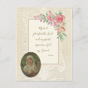 Religieuze scripts Verse Virgin Mary Floral Briefkaart